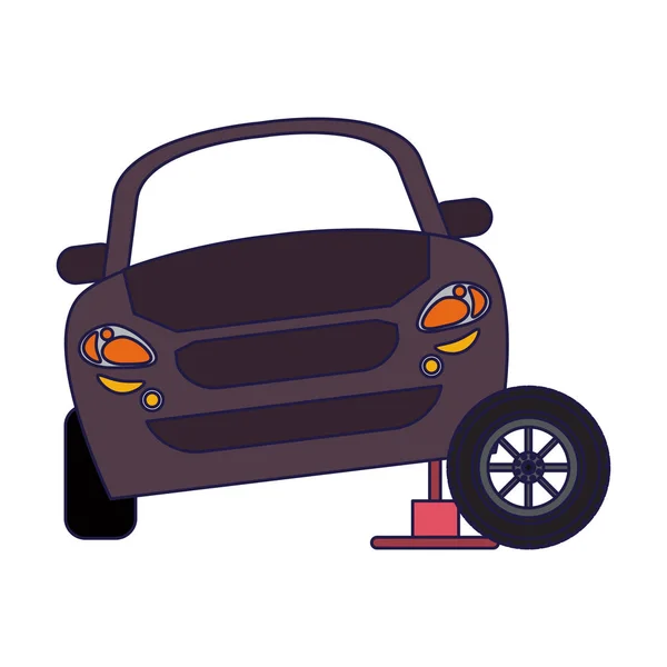 車のタイヤ ホイールのベクトル イラスト グラフィック デザインと油圧 — ストックベクタ