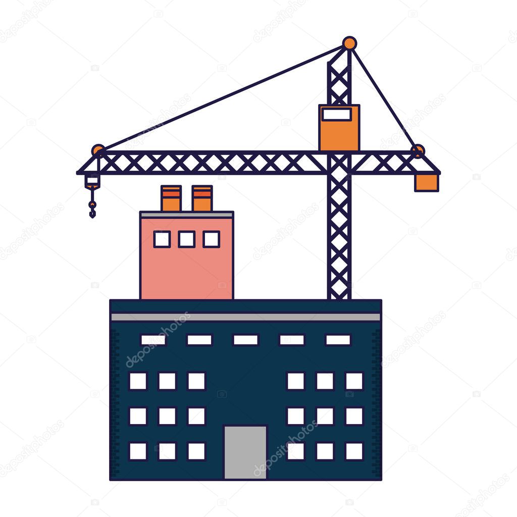 Building and crane city construction vector illustration graphic design