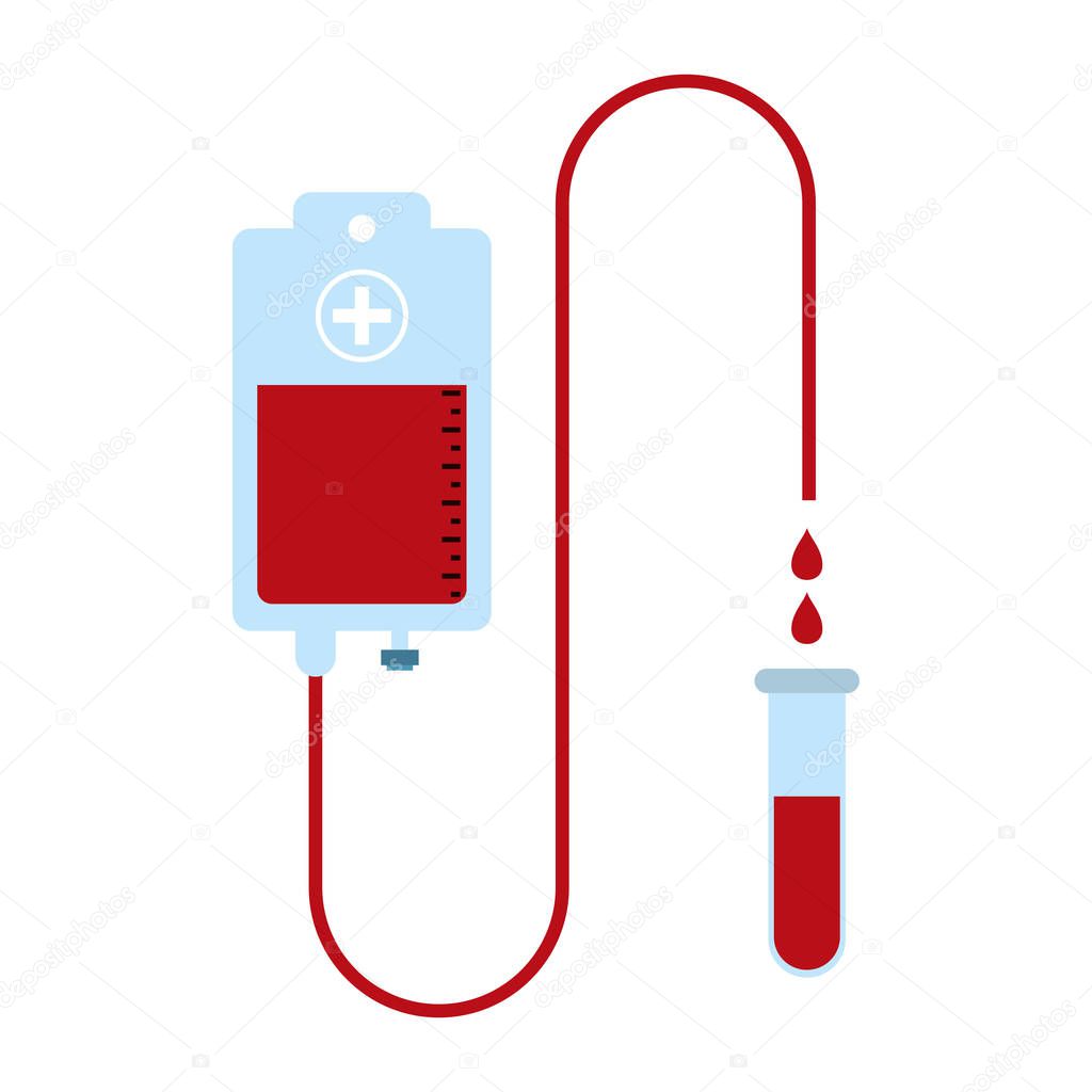Blood donation bag transfering to tube vector illustration graphic design