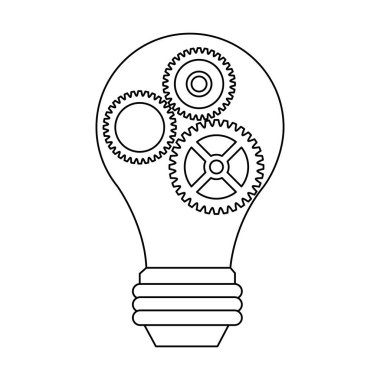Gears'ın sembol siyah beyaz ışık ampul