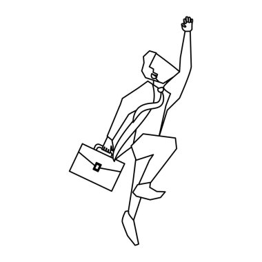 Evrak Çantası'nı avatar vektör çizim grafik tasarım ile atlama işadamı