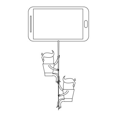 Akıllı telefon vektör çizim grafik tasarım kadar çıkarken işadamları