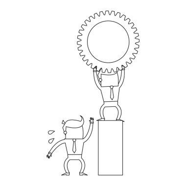 Vektör çizim grafik tasarım dişli tutunarak işadamları