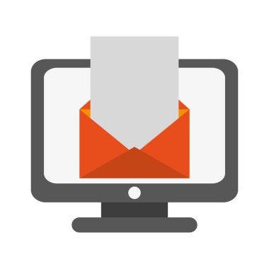 e-posta zarf üzerinde bilgisayar ekran vektör çizim grafik tasarım