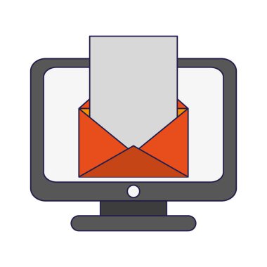 e-posta zarf üzerinde bilgisayar ekran vektör çizim grafik tasarım