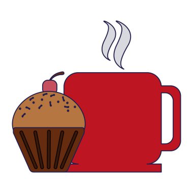 vektör çizim grafik tasarım kupa kahve ve kek