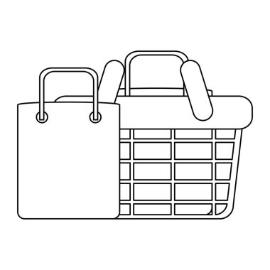 vektör çizim grafik tasarım alışveriş çantası ve alışveriş sepeti