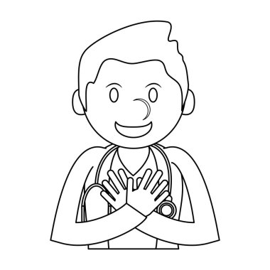 Doktor el karikatür vektör çizim grafik tasarım ile tebrik