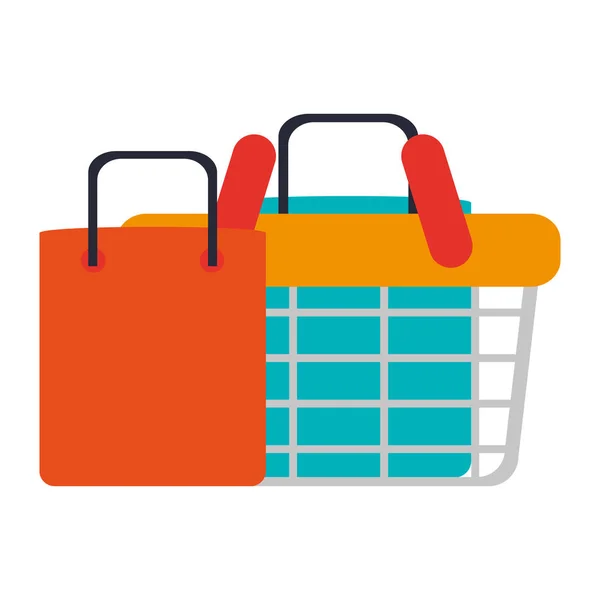 Einkaufstasche Und Warenkorb Vektor Illustration Grafikdesign — Stockvektor