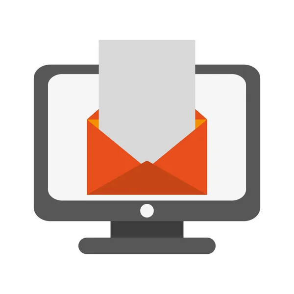 Mail Umschlag Auf Computer Bildschirm Vektor Illustration Grafik Design — Stockvektor