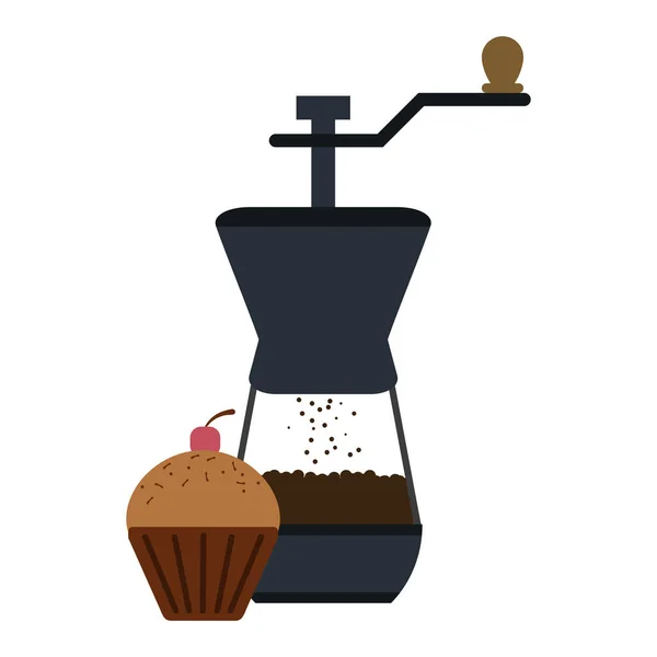 Moedor Café Cupcake Vetor Ilustração Design Gráfico — Vetor de Stock