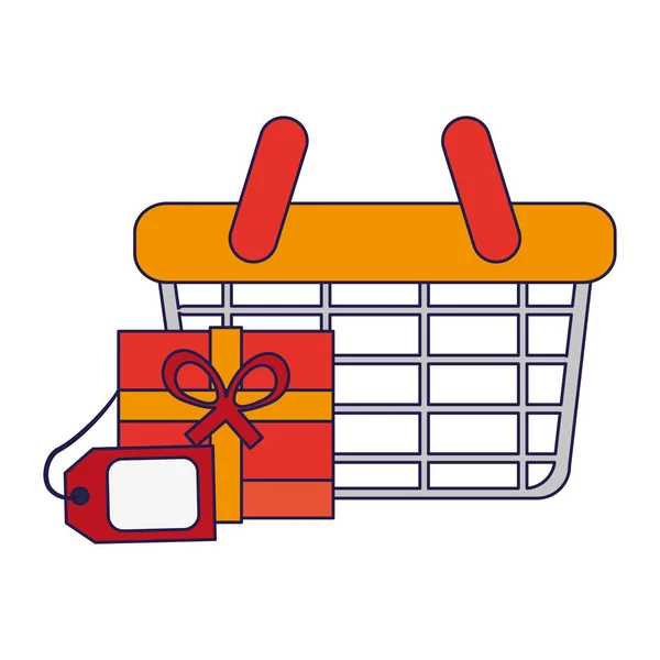 Carrito Compra Caja Regalo Con Etiqueta Vector Ilustración Diseño Gráfico — Archivo Imágenes Vectoriales