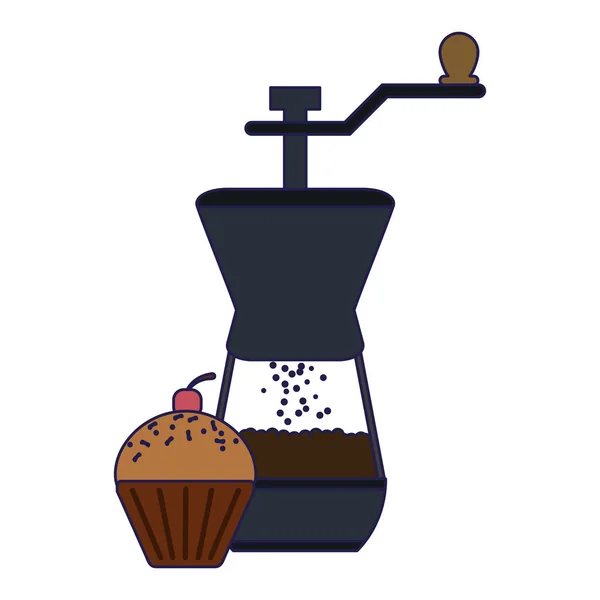 Moulin Café Illustration Vectorielle Cupcake Design Graphique — Image vectorielle