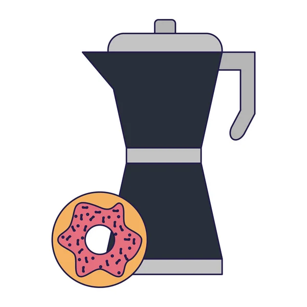 Café Hervidor Agua Donut Vector Ilustración Diseño Gráfico — Archivo Imágenes Vectoriales