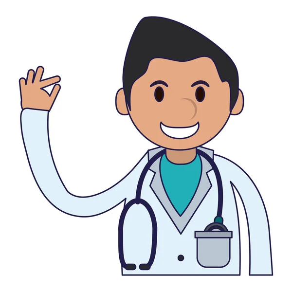 Doctor Greeting Hand Cartoon Vector Illustration Graphic Design — Stock Vector