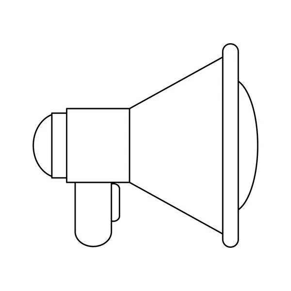 Simbol iklan Bullhorn dalam hitam dan putih - Stok Vektor