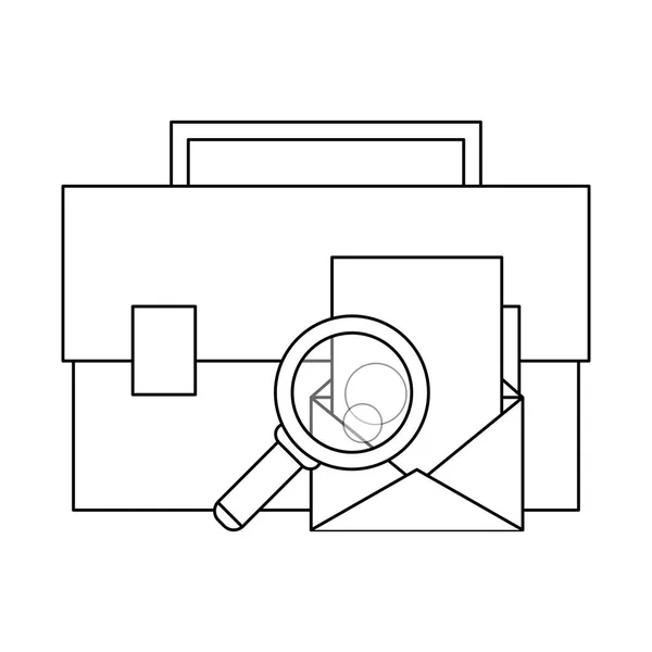 Бизнес Портфель Почта Увеличительным Стеклом Векторной Иллюстрации Графический Дизайн — стоковый вектор