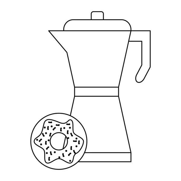 Café Hervidor Agua Donut Vector Ilustración Diseño Gráfico — Vector de stock