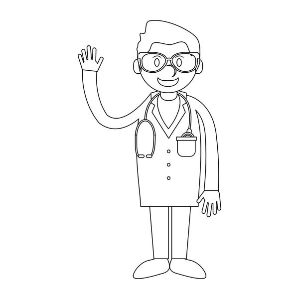 Saludo Médico Con Ilustración Vectores Dibujos Animados Mano Diseño Gráfico — Vector de stock