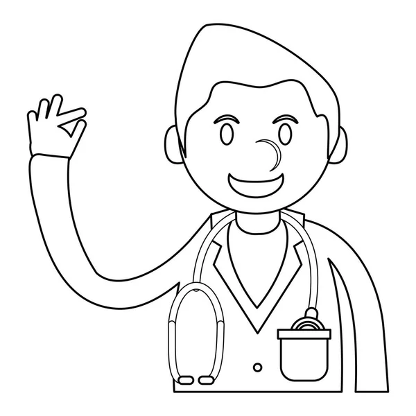 医生问候与手动画片向量例证图设计 — 图库矢量图片