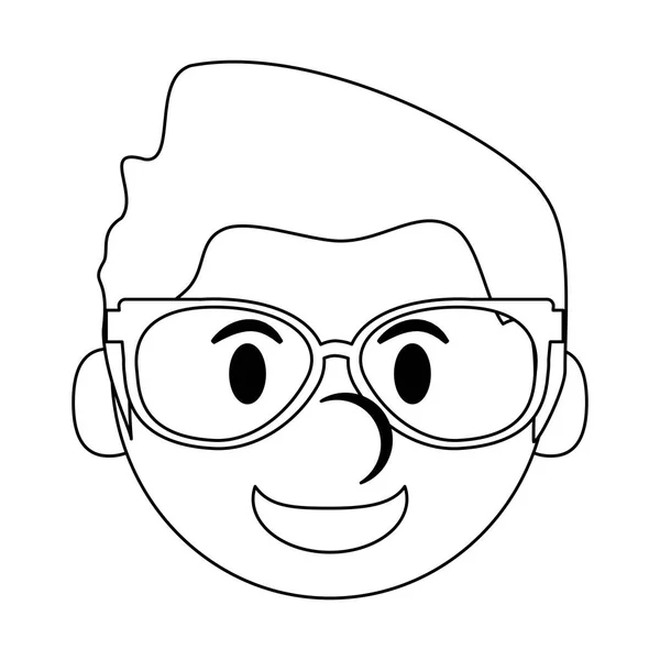 Man Met Bril Gezicht Lachend Cartoon Vector Illustratie Grafisch Ontwerp — Stockvector