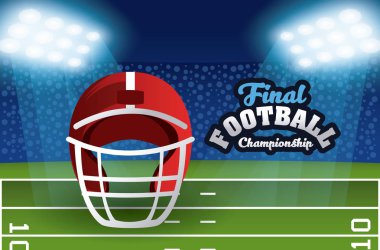 Amerikan Futbol Şampiyonası poster Stadyumu alan sahne ışıkları ile vektör çizim grafik tasarım