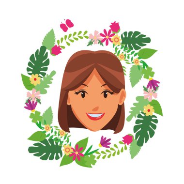 sevimli kadın yüz çizgi film