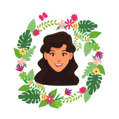 sevimli kadın yüz çizgi film