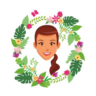 sevimli kadın yüz çizgi film