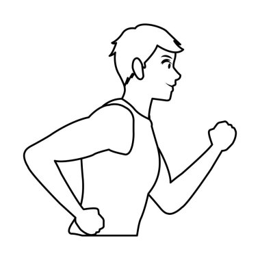 Siyah-beyaz profil sideview koşan adam