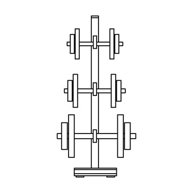 Siyah-beyaz izole jimnastik salonu ekipmanları