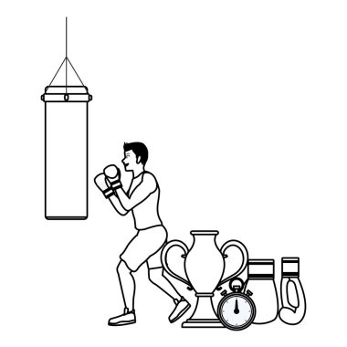 Fitness insanlar karikatür siyah beyaz