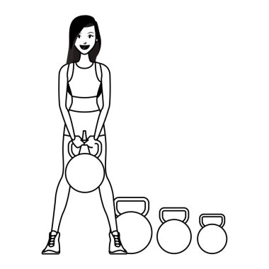 Fitness insanlar karikatür siyah beyaz