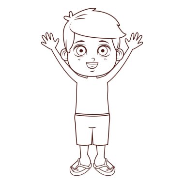 Yaz çocuklar kahverengi çizgiler siyah beyaz çizgi film