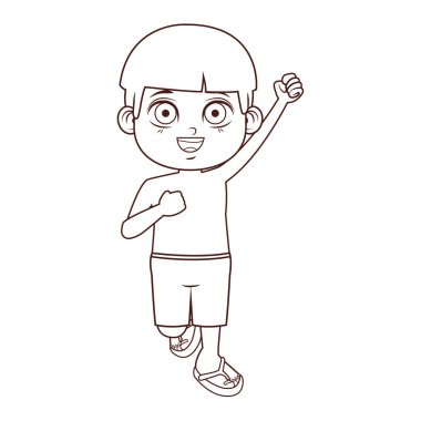 Yaz çocuklar kahverengi çizgiler siyah beyaz çizgi film