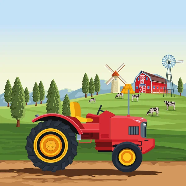 Veículo tractor agrícola — Vetor de Stock