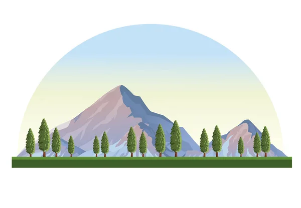 Landschaft Mit Bergen Und Bäumen Cartoons Vektor Illustration Grafik Design — Stockvektor