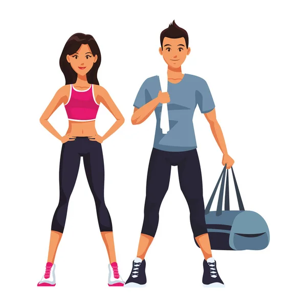 Fit couple doing exercise — Stock Vector