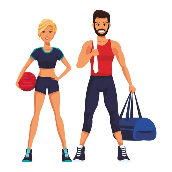 En forma pareja haciendo ejercicio — Vector de stock