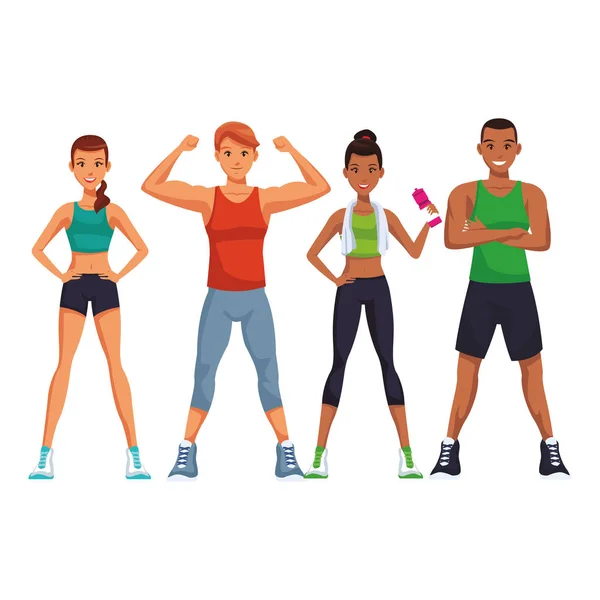 Fit people doing exercise — Stock Vector