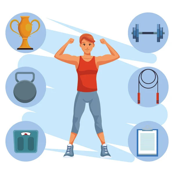 Фитнес-человек, делающий упражнения — стоковый вектор
