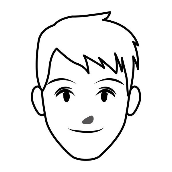 Niedlicher Mann Gesicht Karikatur — Stockvektor
