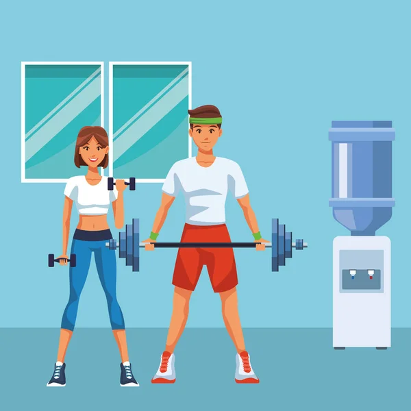 En forma pareja haciendo ejercicio — Vector de stock