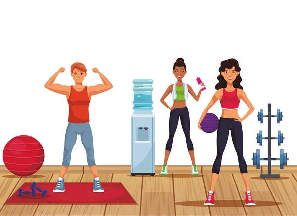 Fitness people at gym — Stock Vector
