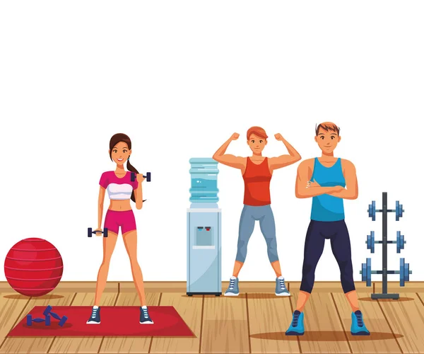 Fitness people at gym — Stock Vector