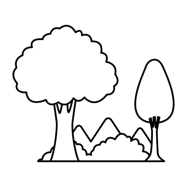 木と白と黒の山 — ストックベクタ