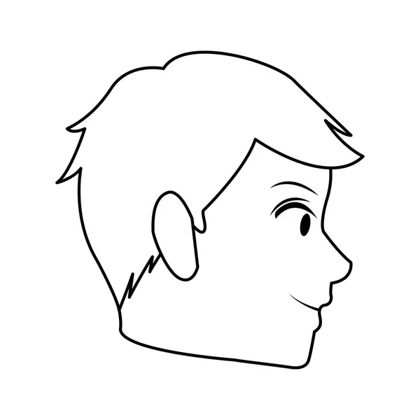 Man face sideview in black and white — Stock Vector