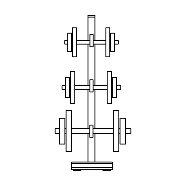 Apparecchiature GYM isolate in bianco e nero — Vettoriale Stock