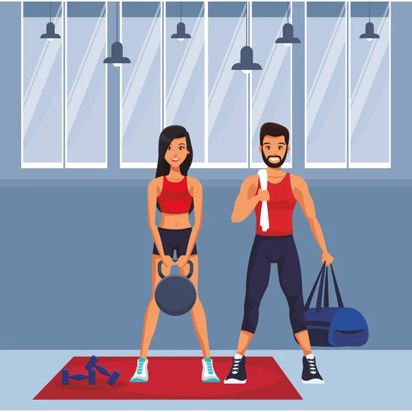 Fitness emberek rajzfilm — Stock Vector