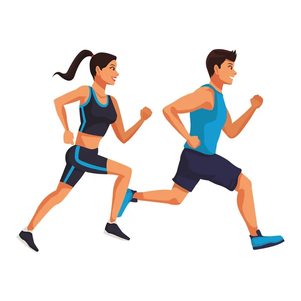 Γυμναστήριο ζευγάρι τρέχει — Διανυσματικό Αρχείο